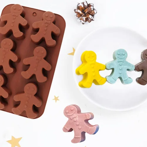Vista 8 de Molde de silicona para hornear, molde de chocolate para hombre de jengibre, molde de jabón para bricolaje