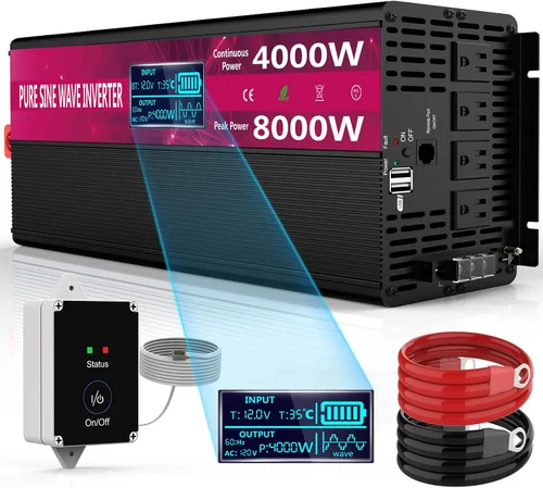 Vista 9 de 24V DC to 120V AC 3000 Watt Pure Sine Wave Power Inverter for RV Truck Use