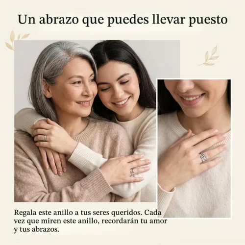Vista 3 de Anillos de abrazo de plata esterlina S925 para mujeres, adolescentes y niñas, anillo ajustable para nieta, hija, esperanza, promesa, amistad, anillo