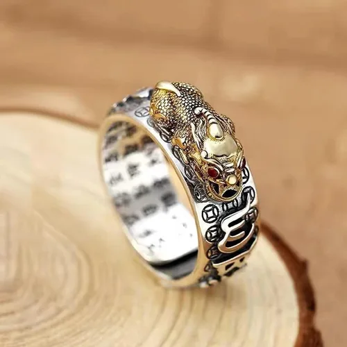 Vista 6 de Long tiantian Juego de 2 pulseras de Feng Shui Pixiu para hombres, Feng Shui de obsidiana negra, anillo para mujeres y hombres, anillo Pixiu Feng