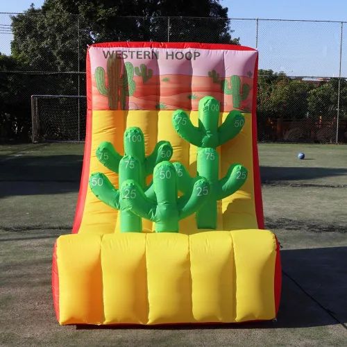 Vista 4 de Juego de Carnaval Inflable 4 en 1 Juego de Deportes Inflables Juego de Anillos de Lanzamiento de Baloncesto Multideportes para Patio