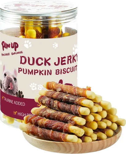 Vista 9 de PAWUP Dog Treats - Galletas envueltas en pollo, palitos de calabaza, sin cuero crudo, suaves masticables con taurina, golosinas de entrenamiento