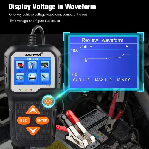 Vista 9 de Escáner KW850 OBD2 + probador de batería de coche KW650