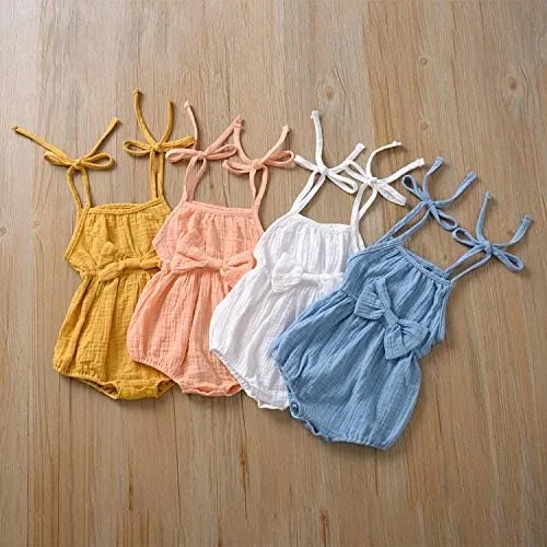 Vista 2 de Mubineo Mono de algodón con cordón de lino y algodón para bebés y niñas