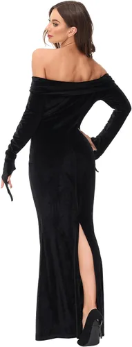 Vista 4 de LUYANA Addams - Disfraces familiares de Halloween para adultos, vestidos largos para cosplay