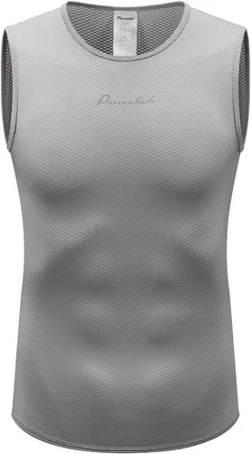 Vista 2 de Przewalski Camiseta interior de ciclismo sin mangas para hombre, de secado rápido, chaleco de capa base de bicicleta, transpirable, camisetas