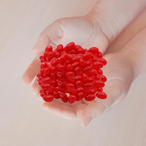 Vista 4 de Needzo Red Jelly Beans - Caramelos masticables con sabor a cereza, dulces compartibles con sabor a fruta jugosa, aperitivo para llevar, paquete de 3