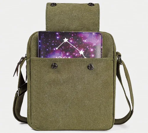 Vista 2 de Bolso bandolera pequeño para hombres y mujeres, bolso de hombro de lona vintage, bolso cruzado de viaje, bolso cruzado con múltiples bolsillos