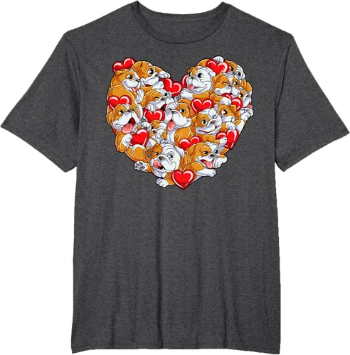 Vista 16 de Camiseta inglesa para el día de San Valentín con diseño de corazón y perro amante de los niños Negro