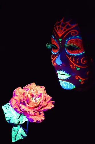 Vista 4 de Pintura flurorescente para rostro y cuerpo 0.34 onzas, Set de 6 tubos de pintura, Fluorescente de neón