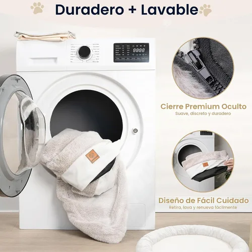 Vista 5 de Cama Redonda en Forma de Dona para Perros – Camas Ortopédicas de Lujo para Perros con Espuma Viscoelástica – Cama de Mascotas con Bulto Calmante