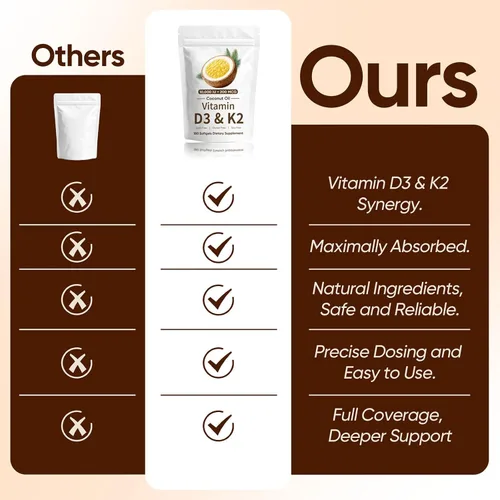 Vista 6 de Naturals D3 K2, Vitamina D3 10000 UI + K2 200 MCG, Vitamina D3 y K2 Cápsulas blandas de aceite de coco para hueso, salud inmunológica, aumenta