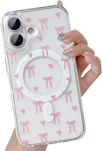 Vista 100 de UEEBAI - Funda magnética para iPhone 11, diseño de lazo, compatible con MagSafe, funda transparente delgada inalámbrica, antiamarilleo, a prueba