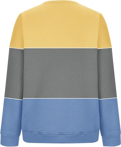 Vista 4 de Sudaderas con capucha para mujer, manga larga, bloque de color, cuello redondo, forro polar, ajuste holgado, túnica para otoño e invierno, ropa Y2K