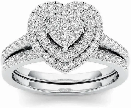 Vista 4 de iLH Clearance Hollow Carving Diamond Rings,Women Fashion Luxury Zircon Rings Engagement Wedding Rings Jewelry Gift by ZYooh