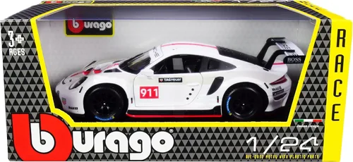 Vista 4 de Bburago Bburago 28013 - Modelos de autos fundidos a presión Porsche 911 RSR GT #911 White Race Series 124