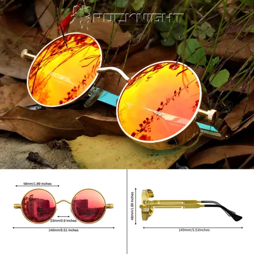 Vista 4 de ROCKNIGHT Gafas de sol Gothic Steampunk redondas polarizadas UV400 con protección unisex