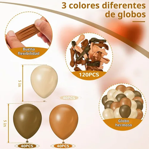 Vista 2 de 120 globos marrones de 5 pulgadas, globos de látex de albaricoque