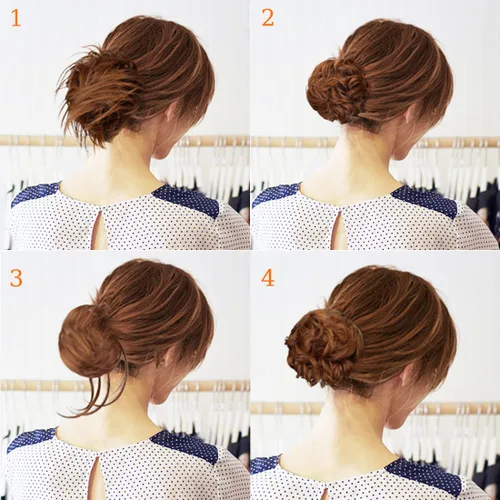 Vista 5 de 4 piezas de cabello desordenado con moño despeinado para mujer, extensión de cabello con banda de goma elástica, accesorios para el cabello para 4