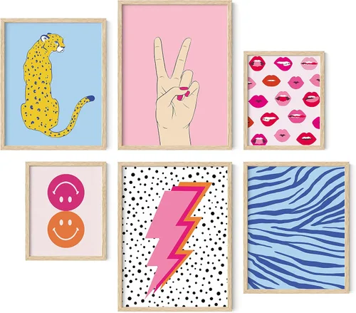 Vista 27 de HAUS AND HUES Decoración de Pared Naranja Arte de Galería Juego de 6 - Pósteres para Estética de Habitación Psicodélica, Arte de Pared Rosa y 70 s