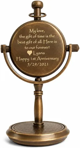 Vista 2 de PORTHO Reloj de escritorio personalizado, reloj de mesa silencioso para decoración del hogar y la oficina, reloj único de la vieja escuela