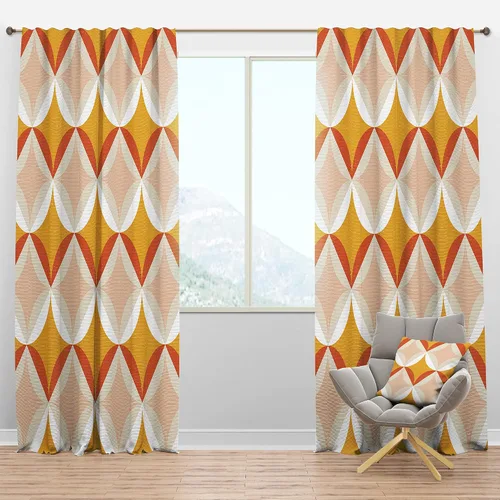 Vista 23 de DesignQ Cortinas con patrón hexagonal retro IX para dormitorio, cortinas para sala de estar, cortinas con aislamiento térmico, panel individual, 52