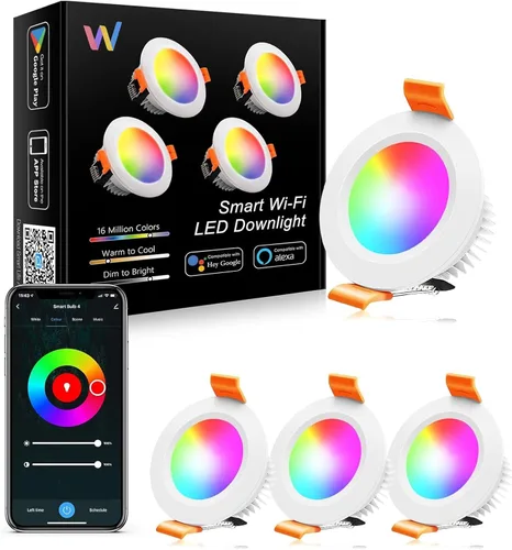 Vista 9 de LightingWill Iluminación LED empotrada de 2 pulgadas, Downlight LED inteligente WiFi, luz de techo de 5W compatible con Alexa/Google Assistant, RGB