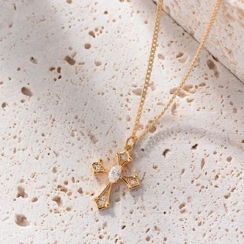 Vista 51 de Fettero - Collar con dije de cruz de fe, chapado en oro de 14 K, cadena fina, minimalista, simple, pequeña, para oración, regalo de joyería religiosa