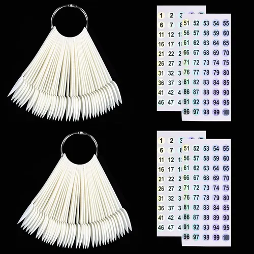 Vista 8 de Palitos para muestras de uñas con calcomanías numéricas, 100 unidades (negro) Nail Color Display Stiletto Tips with 2 copies 1-100 number