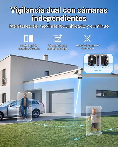 Vista 3 de Baseus X1 Pro 3K Cámara solar AI de doble lente inalámbrica para exteriores Blanco