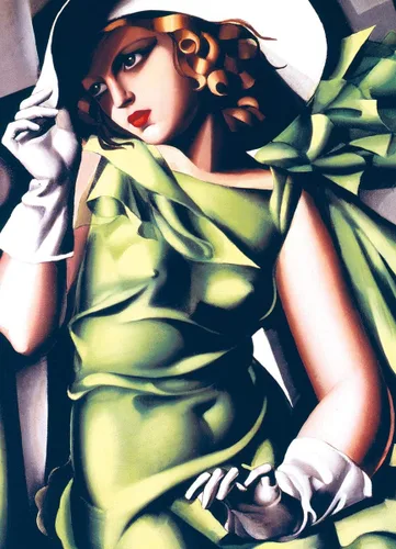 Vista 2 de EuroGraphics Chica joven en verde de Tamara de Lempicka - Rompecabezas de 1000 piezas (6000-1058)