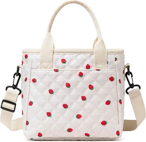 Vista 29 de TuErCao - Bolsa de almuerzo pequeña, ligera y aislada para mujer; para trabajo, portátil, suave enfriador para pícnic, viajes, viajes por carretera