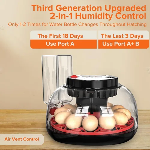 Vista 3 de Incubadora con giro automático de huevos y control de humedad, incubadoras para huevos de eclosión, pollo, patos, ganso, paloma, codorniz, loro