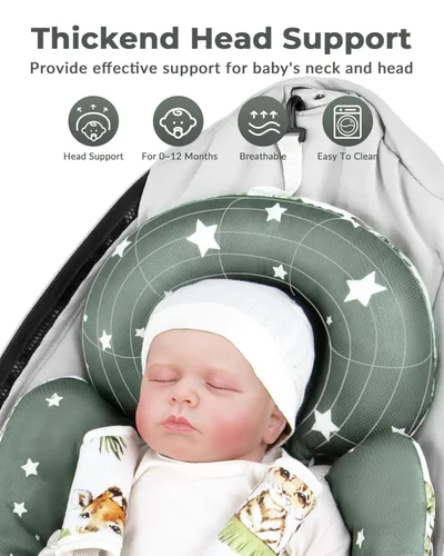 Vista 2 de Inserción para bebé Compatible con columpio 4moms Mamaroo y silla de auto para bebé, incluye 3 bolas de repuesto, inserción reversible para recién