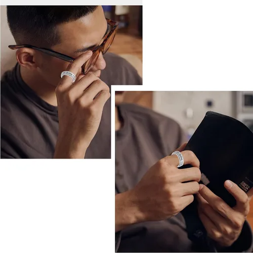 Vista 4 de LuckyAmor Anillo para ansiedad para mujer anillo giratorio de acero inoxidable con mantra inspirador personalizado para hombres, mujeres y amigos