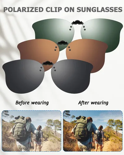 Vista 6 de 3 pares de lentes de sol polarizados con clip de ojo de gato, lentes de sol abatibles, lentes de sol ligeros con clip de metal sin montura para mujer