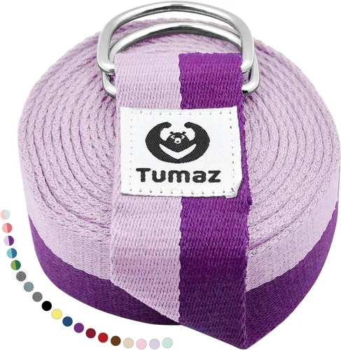 Vista 14 de Tumaz Yoga Strap for Stretching with Adjustable D-Ring, 6/8/10 ft Adjustable D-Ring Soft Cotton Blend 15+ Colors Non-Elastic Yoga Belt for