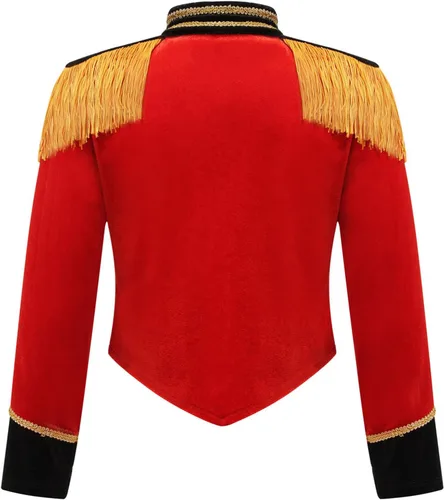 Vista 2 de iiniim Chaqueta con borlas para niños, niñas, para Halloween, maestro de ceremonia, disfraz de circo