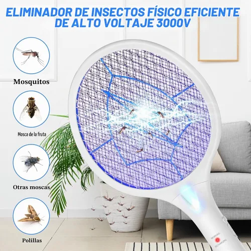 Vista 2 de Qualirey Matamoscas eléctrico 2 en 1 recargable, matamosquitos con luz UV, exterminador de insectos, control de insectos para el hogar, dormitorio