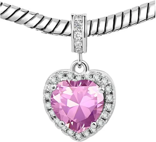 Vista 3 de KunBead Colgantes de enero a diciembre con piedra natal de amor y corazón compatibles con collar de pulsera Pandora