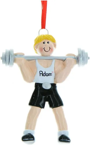 Vista 4 de Adornos de levantamiento de pesas personalizados para árbol de Navidad, adorno de entrenamiento, adorno de levantamiento de pesas, adorno de barra