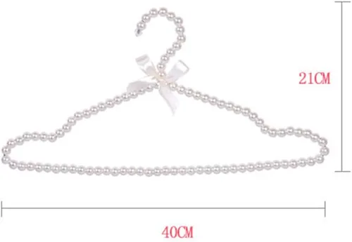 Vista 3 de Paquete de 5 perchas de perlas para ropa, pantalones con lazo con cuentas para boda, hogar, tienda, perchero, 1 #