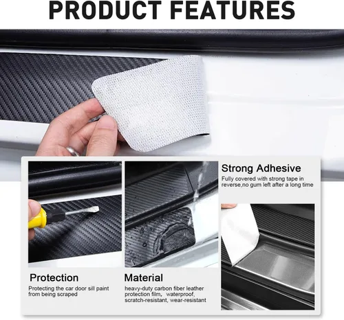 Vista 5 de Protector de Umbral de Puerta para Dodge Charger Challenger Durango Accesorios Protector de Entrada de Puerta de Automóvil con Raspador de Plástico
