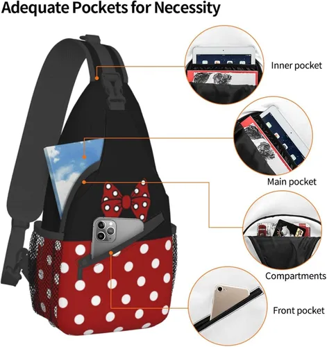 Vista 4 de Azfxpij Bolso bandolera de lunares para mujeres y hombres, mochila de hombro de lunares retro de moda, multiusos, para viajes, senderismo, mochila