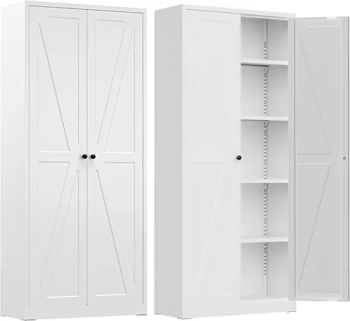 Vista 14 de INTERGREAT Armario de almacenamiento de metal con cerradura, gabinete de almacenamiento de metal con cerradura de 72 pulgadas de alto con puertas