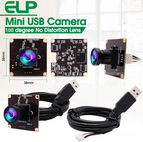 Vista 6 de ELP Global Shutter - Módulo de cámara USB de alta velocidad con lente gran angular para computadora 1080P Mini UVC USB2.0 Cámara web de marco alto