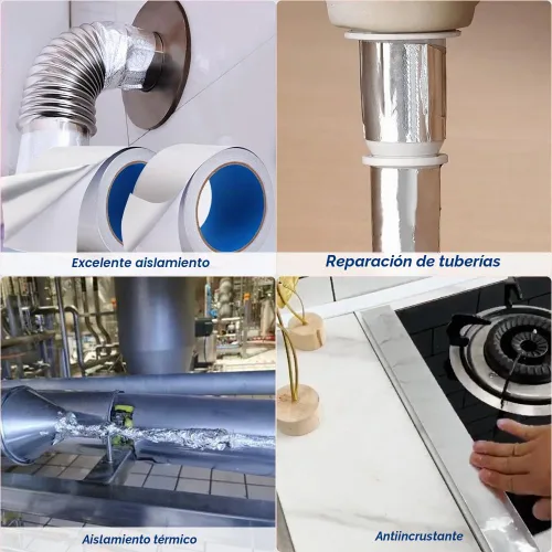 Vista 6 de Cinta adhesiva de papel de aluminio resistente de 3.9 mil, 2 pulgadas x 22 yardas, aislamiento resistente al calor, sellado y parche de alta