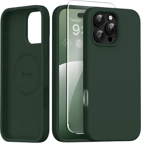 Vista 119 de GONEZ Funda magnética para iPhone 12 Case / 12 Pro Case, compatible con MagSafe, [protector de pantalla + protector de lente de cámara], funda