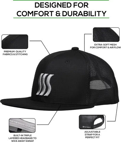 Vista 3 de SAAKA Gorra de rendimiento Snapback para hombres y mujeres. Ajuste ajustable y absorbe el sudor. Ideal para correr, tenis y golf.