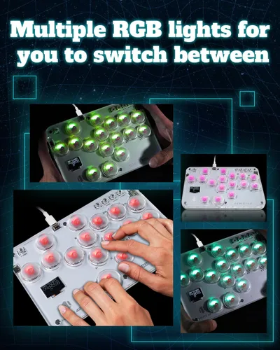 Vista 5 de Borcham Palillo de arcade con todos los botones, con funciones RGB y turbo de bricolaje, latencia de entrada de 1 ms, compatible